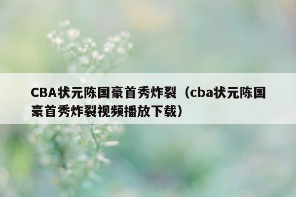 CBA状元陈国豪首秀炸裂（cba状元陈国豪首秀炸裂视频播放下载）